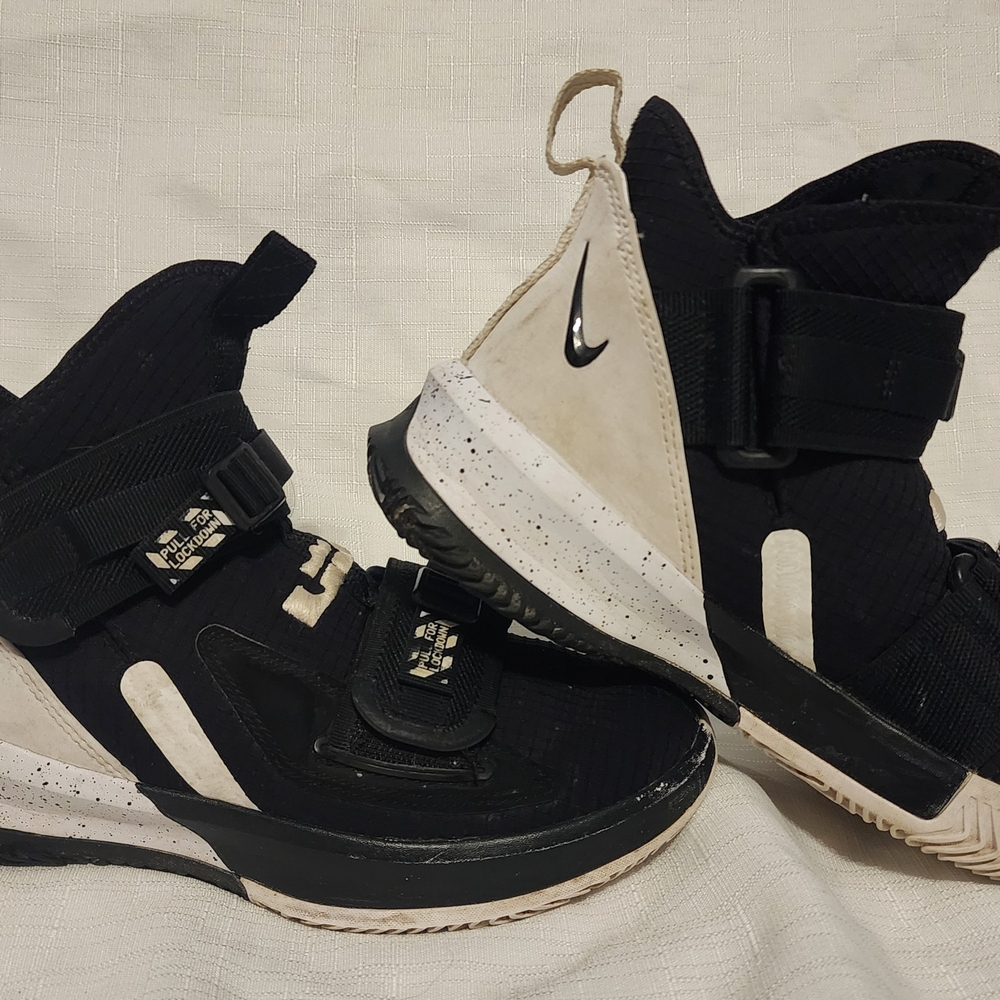 Nike Black and White High-Top Sneakers, 5.5Y